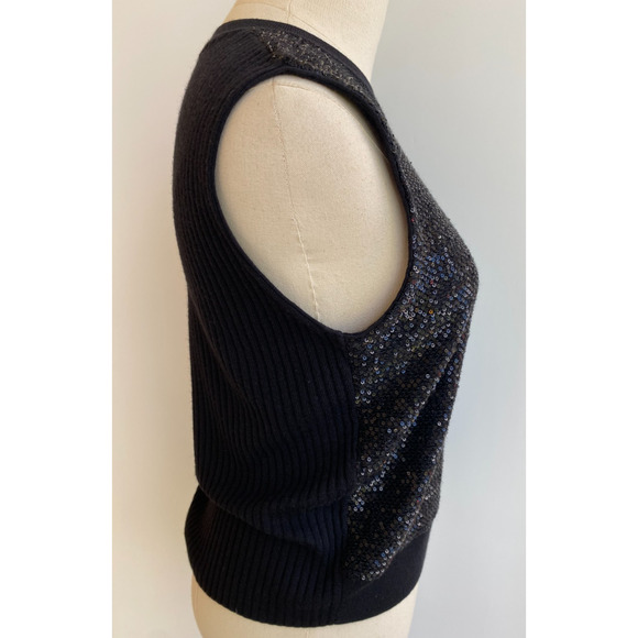 CURRENT St John Sequin Knit Tank Top Wool Silk sz M $495 - Picture 7 of 11